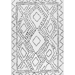 Kirklands Home Area Rugs|Ivory and Black Diamond Washable Area Rug, 4x6