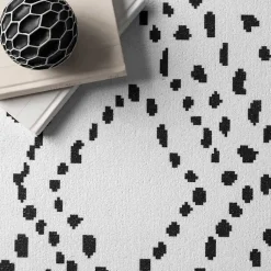 Kirklands Home Area Rugs|Ivory and Black Diamond Washable Area Rug, 4x6