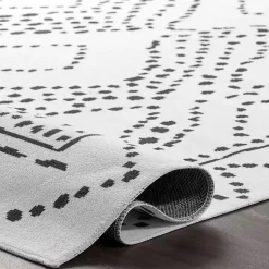 Kirklands Home Area Rugs|Ivory and Black Diamond Washable Area Rug, 4x6