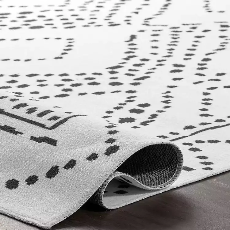 Kirklands Home Area Rugs|Ivory and Black Diamond Washable Area Rug, 4x6