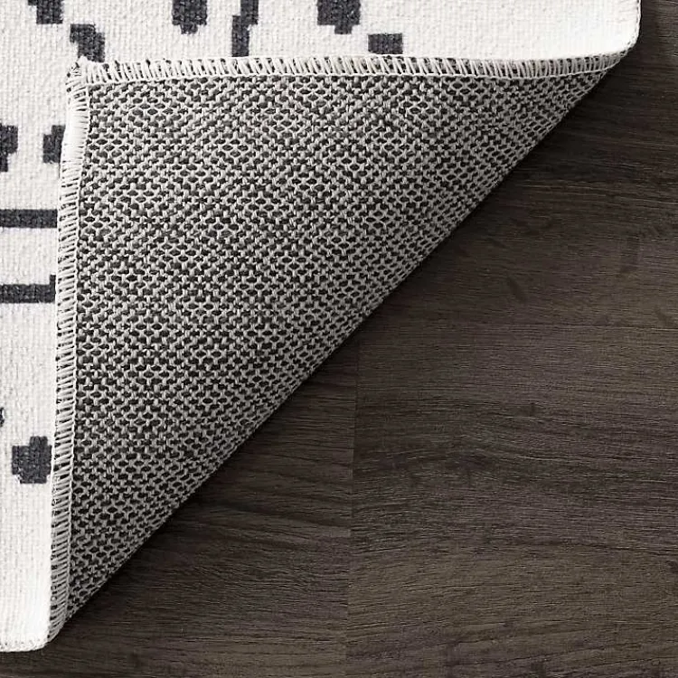 Kirklands Home Area Rugs|Ivory and Black Diamond Washable Area Rug, 4x6