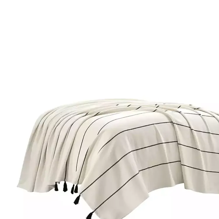 Kirklands Home Bedspreads & Coverlets|and Black Striped King Coverlet Ivory