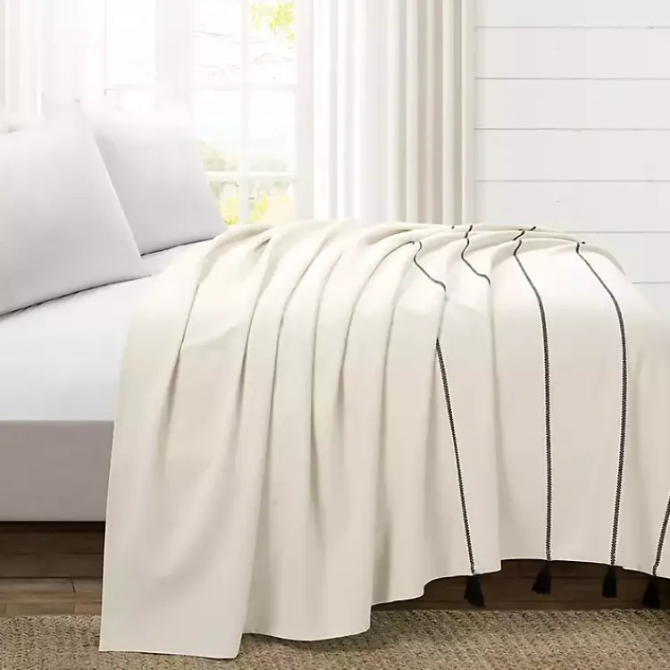 Kirklands Home Bedspreads & Coverlets|and Black Striped King Coverlet Ivory