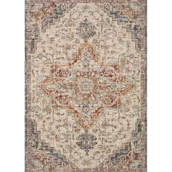 Kirklands Home Area Rugs|Ivory and Blue Bergamo Area Rug, 5x7