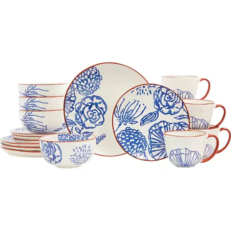 Kirklands Home Dinnerware|Ivory and Blue Floral 16-pc. Dinnerware Set