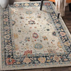 Kirklands Home Area Rugs|Ivory and Blue Traditional Floral Area Rug, 5x7