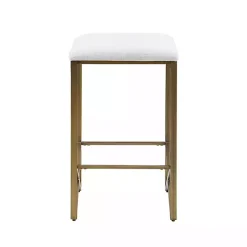 Kirklands Home Bar Stools & Counter Height Stools|Ivory and Gold Backless Counter Stool White