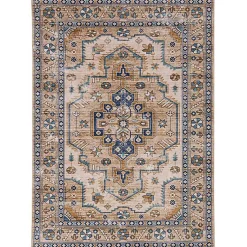 Kirklands Home Area Rugs|Ivory and Gold Julian Washable Area Rug, 5x7