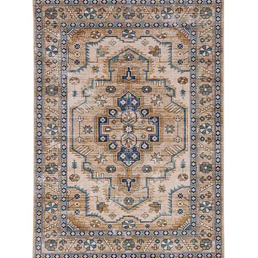 Kirklands Home Area Rugs|Ivory and Gold Julian Washable Area Rug, 5x7