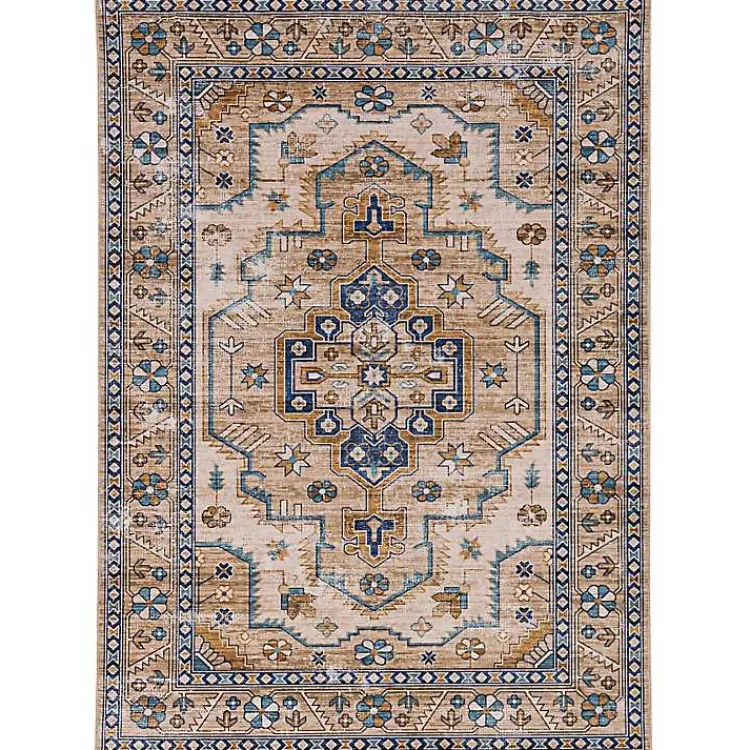 Kirklands Home Area Rugs|Ivory and Gold Julian Washable Area Rug, 5x7