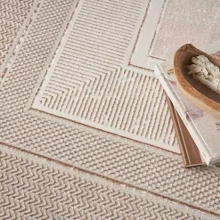 Kirklands Home Area Rugs|Ivory and Gold Modern Glam Area Rug, 7x9