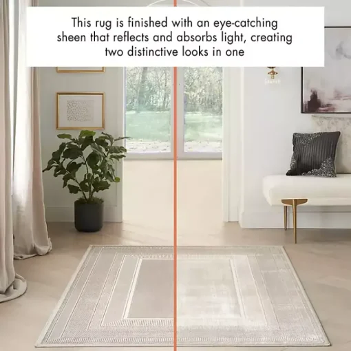 Kirklands Home Area Rugs|Ivory and Gold Modern Glam Area Rug, 7x9