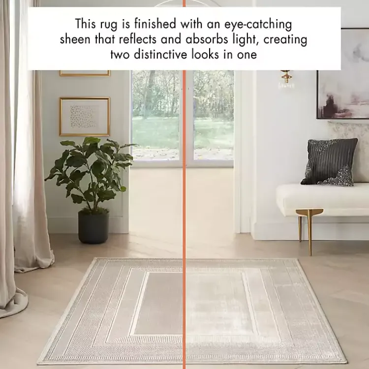 Kirklands Home Area Rugs|Ivory and Gold Modern Glam Area Rug, 7x9