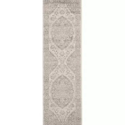 Kirklands Home Area Rugs|Ivory and Gray Oushak Medallion Runner, 2x7