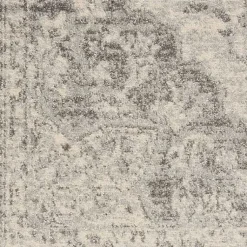 Kirklands Home Area Rugs|Ivory and Gray Oushak Medallion Runner, 2x7