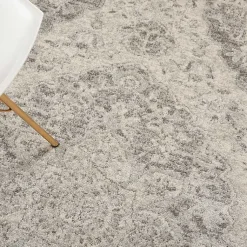 Kirklands Home Area Rugs|Ivory and Gray Oushak Medallion Area Rug, 5x7