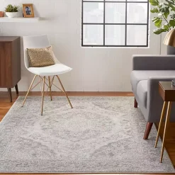 Kirklands Home Area Rugs|Ivory and Gray Oushak Medallion Area Rug, 6x9