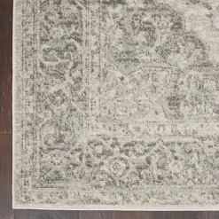 Kirklands Home Area Rugs|Ivory and Gray Oushak Medallion Area Rug, 7x10