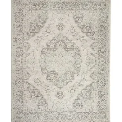 Kirklands Home Area Rugs|Ivory and Gray Oushak Medallion Area Rug, 8x10