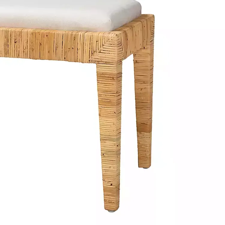 Kirklands Home Benches & Ottomans|and Natural Woven Rattan Bench Ivory