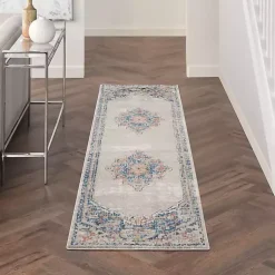 Kirklands Home Area Rugs|Ivory Antique Diamond Medallion Runner, 2x7