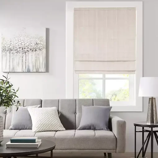 Kirklands Home Curtains & Drapes|Basketweave Cordless Roman Shade, 35 in. Ivory