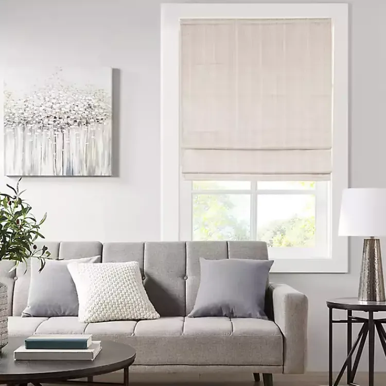 Kirklands Home Curtains & Drapes|Basketweave Cordless Roman Shade, 35 in. Ivory