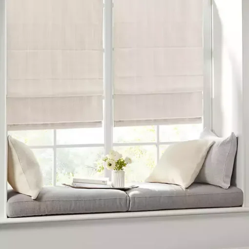 Kirklands Home Curtains & Drapes|Basketweave Cordless Roman Shade, 35 in. Ivory