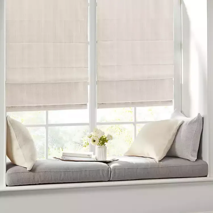 Kirklands Home Curtains & Drapes|Basketweave Cordless Roman Shade, 35 in. Ivory