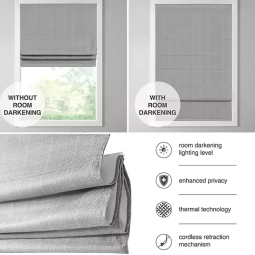 Kirklands Home Curtains & Drapes|Basketweave Cordless Roman Shade, 35 in. Ivory