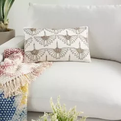 New Beaded Floral Motif Lumbar Pillow Pillows