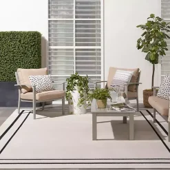 Kirklands Home Outdoor Rugs|Bordered Indoor/Outdoor Area Rug, 8x10 Ivory