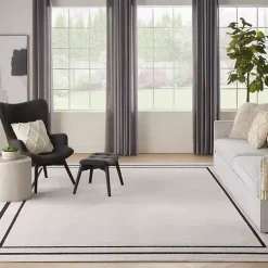 Kirklands Home Outdoor Rugs|Bordered Indoor/Outdoor Area Rug, 8x10 Ivory