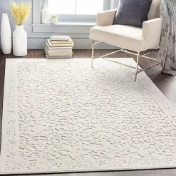 Kirklands Home Area Rugs|Ivory Botanical Bohemian Area Rug, 8x10 White
