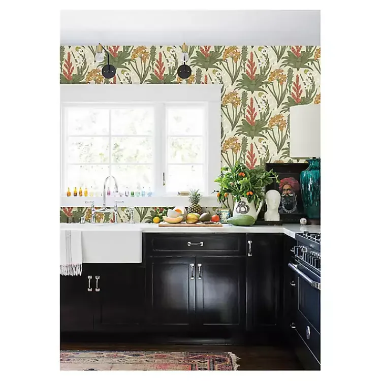Kirklands Home Wall Murals & Wallpaper|Botanical Villa Peel & Stick Wallpaper Ivory
