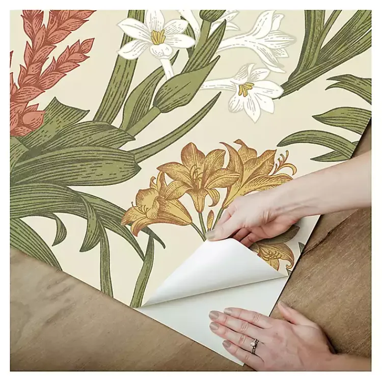 Kirklands Home Wall Murals & Wallpaper|Botanical Villa Peel & Stick Wallpaper Ivory