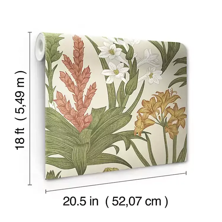 Kirklands Home Wall Murals & Wallpaper|Botanical Villa Peel & Stick Wallpaper Ivory
