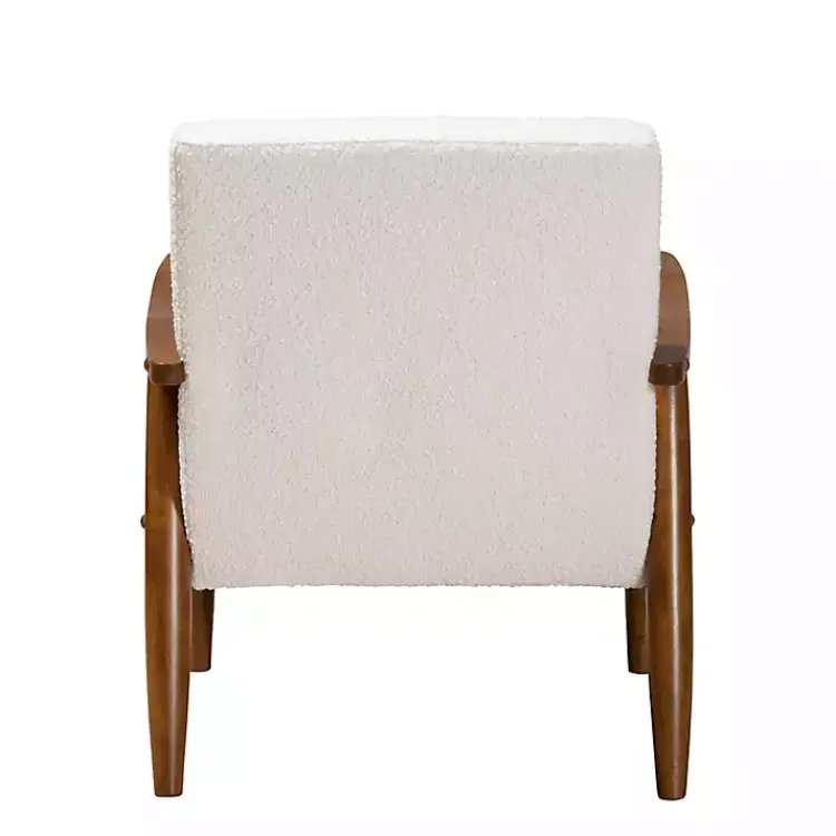 Kirklands Home Accent Chairs|Boucle & Wood Frame Accent Chair Ivory