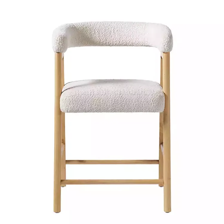 Kirklands Home Bar Stools & Counter Height Stools|Boucle Curved Back Ezra Counter Stool Ivory