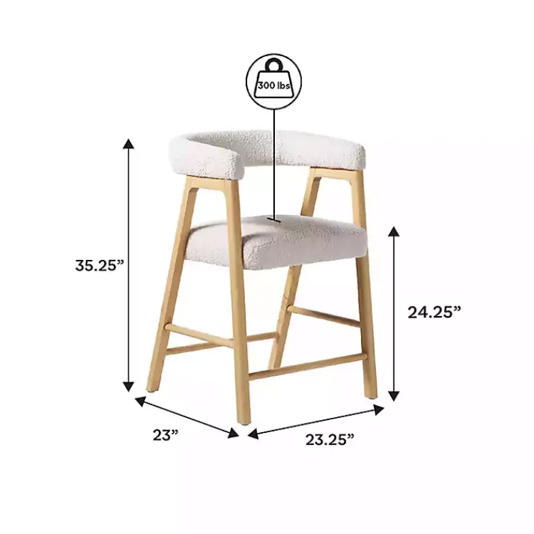 Kirklands Home Bar Stools & Counter Height Stools|Boucle Curved Back Ezra Counter Stool Ivory