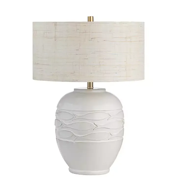 Kirklands Home Table Lamps|Ivory Carved Fish Ceramic Table Lamp
