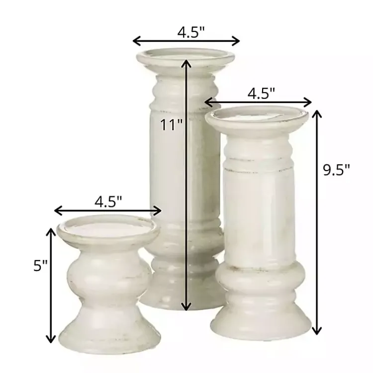 Best Ceramic Column Pillar Holders, Set of 3 Candle Holders