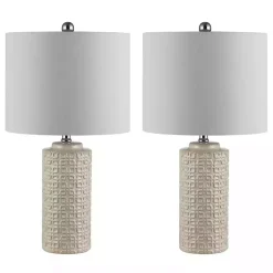 Kirklands Home Table Lamps|Ceramic Motif Table Lamps, Set of 2 Ivory