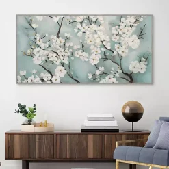Kirklands Home Canvas Art|Ivory Cherry Blossoms Framed Canvas Art Print