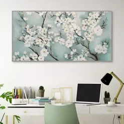 Kirklands Home Canvas Art|Ivory Cherry Blossoms Framed Canvas Art Print