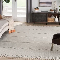 Kirklands Home Area Rugs|Chevron Diamond Tasseled Area Rug, 7x10 Ivory