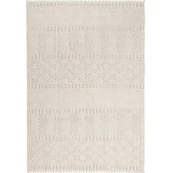 Kirklands Home Area Rugs|Chevron Diamond Tasseled Area Rug, 5x7 Ivory