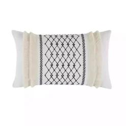 Outlet Ivory Cotton Embroidered Tassel Accent Pillow Pillows