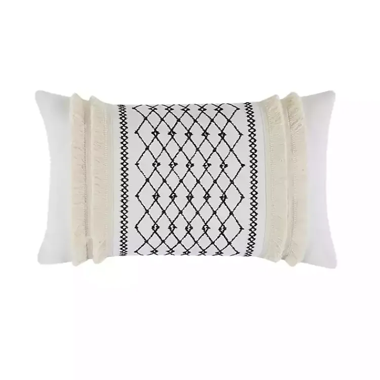 Outlet Ivory Cotton Embroidered Tassel Accent Pillow Pillows