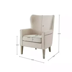 Kirklands Home Accent Chairs|Curved Wingback Accent Chair Ivory
